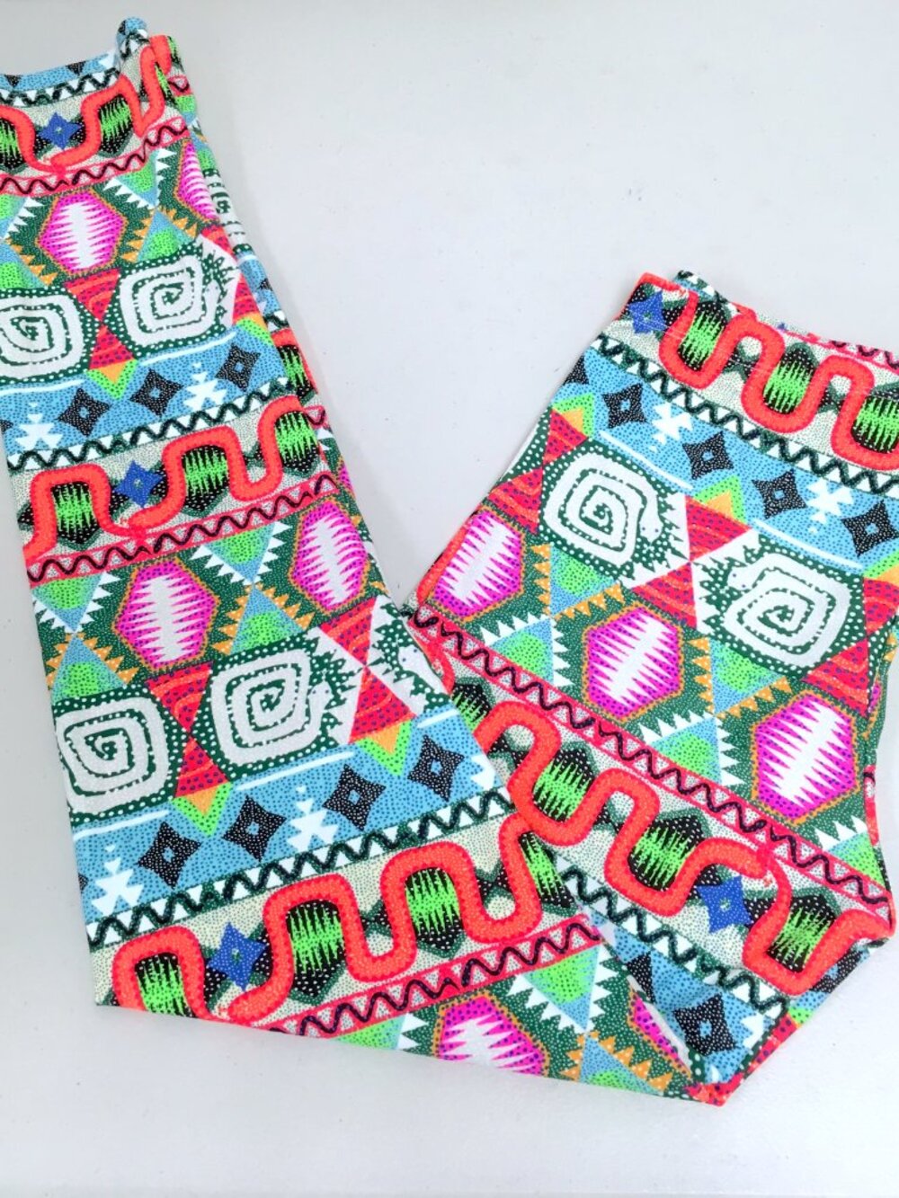 New MARA HOFFMAN Stretch leggings neon geometric print colorful pink blue L htf